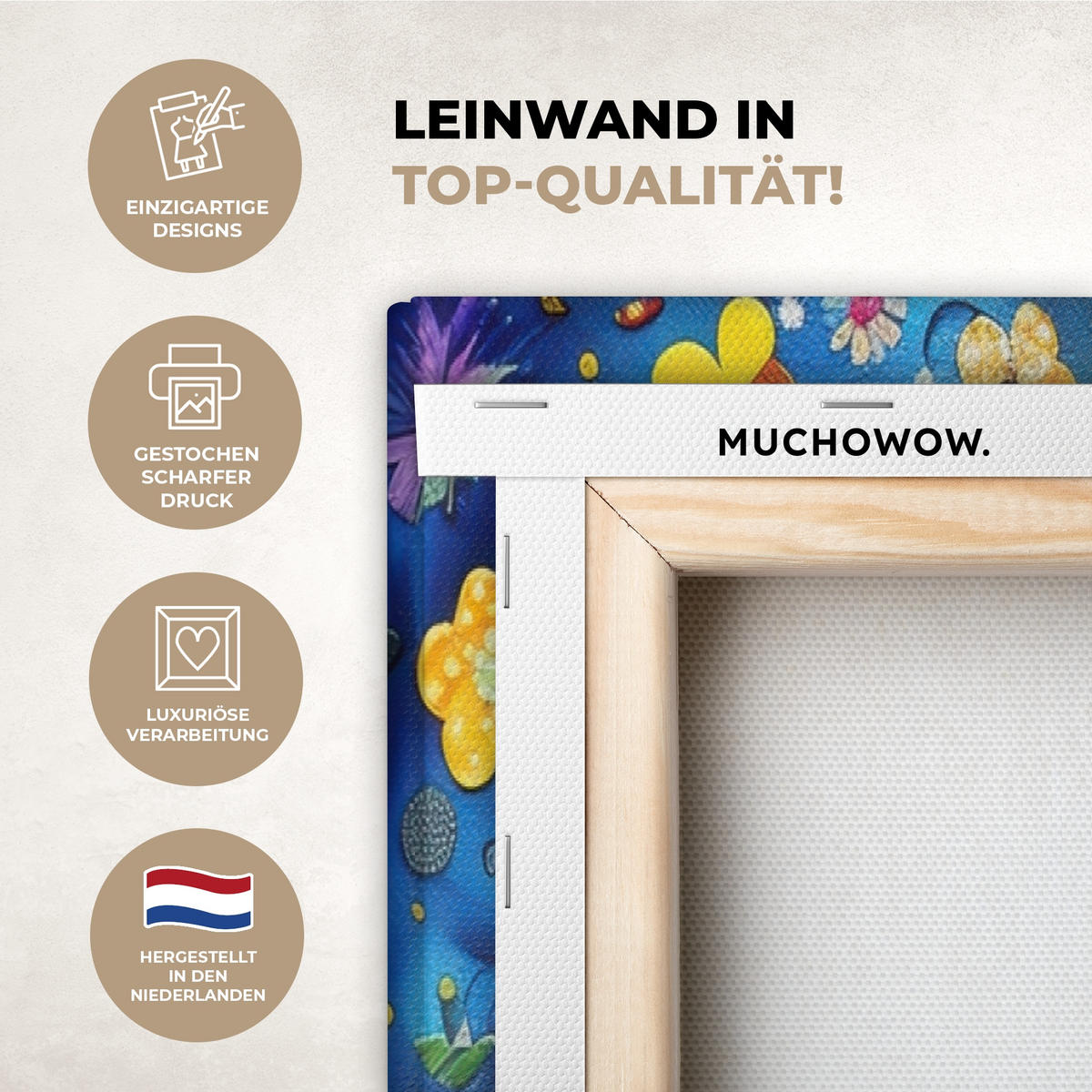 LEINWANDBILD 3er Set Bunt - Baum des Lebens - Blumen - Abstrakt 120x80 cm - Blau, Textil (120/80cm) - MuchoWow