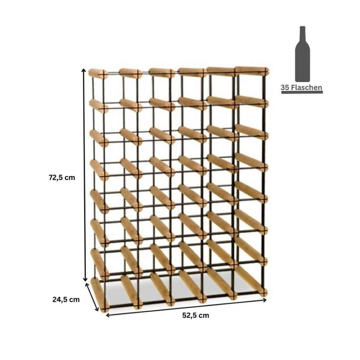 WEINREGAL Vinotega Mod Metal 72,5x52,5x24,5 cm 5x7 Flaschen Massives Kiefernholz Braun Geölt - Braun, Holz (52.5/72.5/24.5cm) - PROREGAL