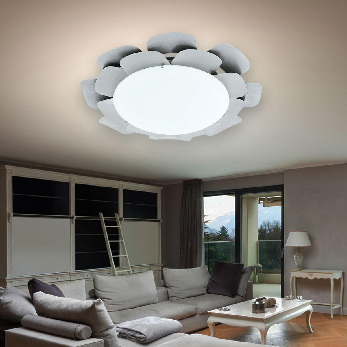 LED DECKENLEUCHTE Reclette Silber - Silberfarben, Glas (38/38/8cm)