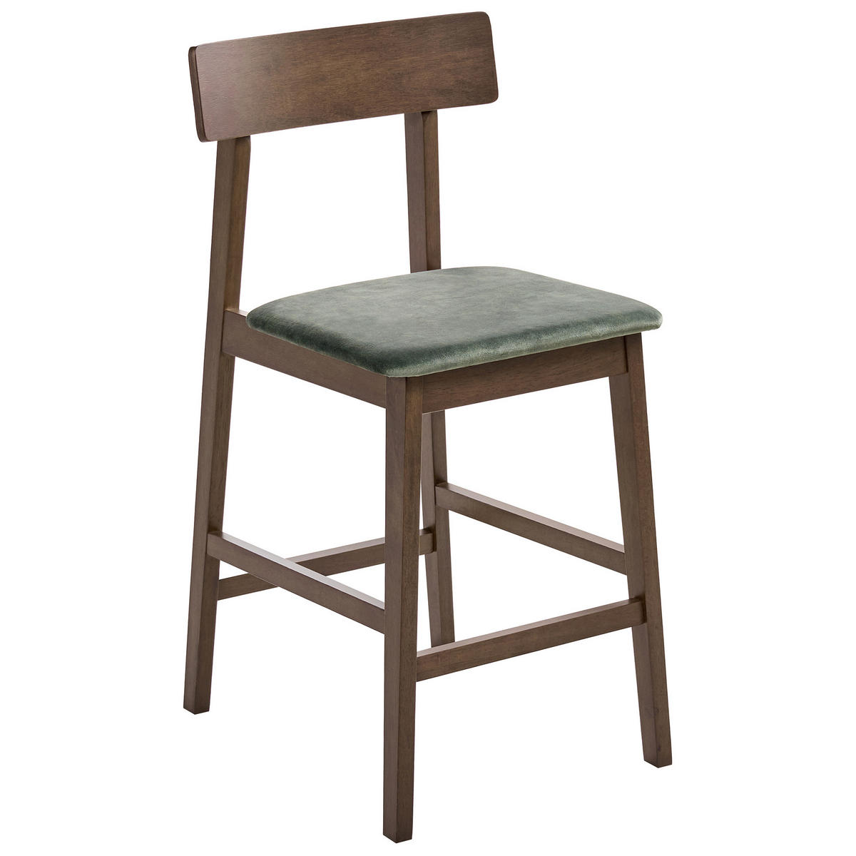 BARSTUHL 2er-Set Holz Dunkelbraun/GrünIsanti - Dunkelbraun, Holz (44/92/54cm) - Beliani