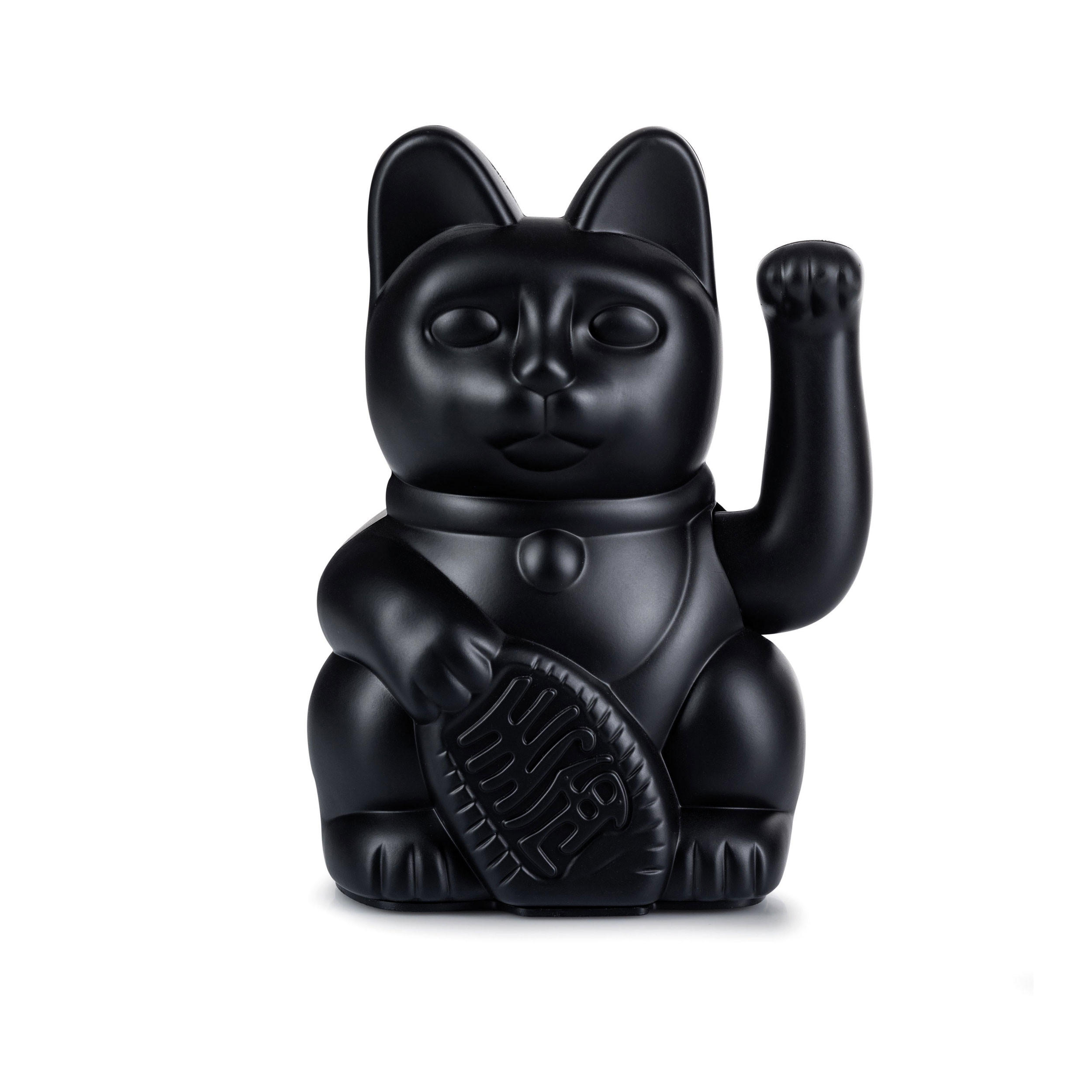 WINKEKATZE Lucky Cat Maneki Neko, Kunststoff, Black, 15 cm - Schwarz, Kunststoff (10.5/15/8.5cm) - Donkey Products