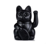 WINKEKATZE Lucky Cat Maneki Neko, Kunststoff, Black, 15 cm - Schwarz, Kunststoff (10.5/15/8.5cm) - Donkey Products