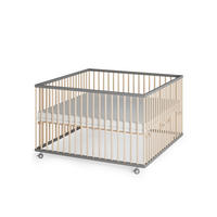 LAUFGITTER XXL 120x120 cm mit Matratze SleepPlus & Schlupfsprossen - grau/natur - Premium Kollektion - Naturfarben/Grau, Holz (120/74/120cm) - Sämann – make a difference.