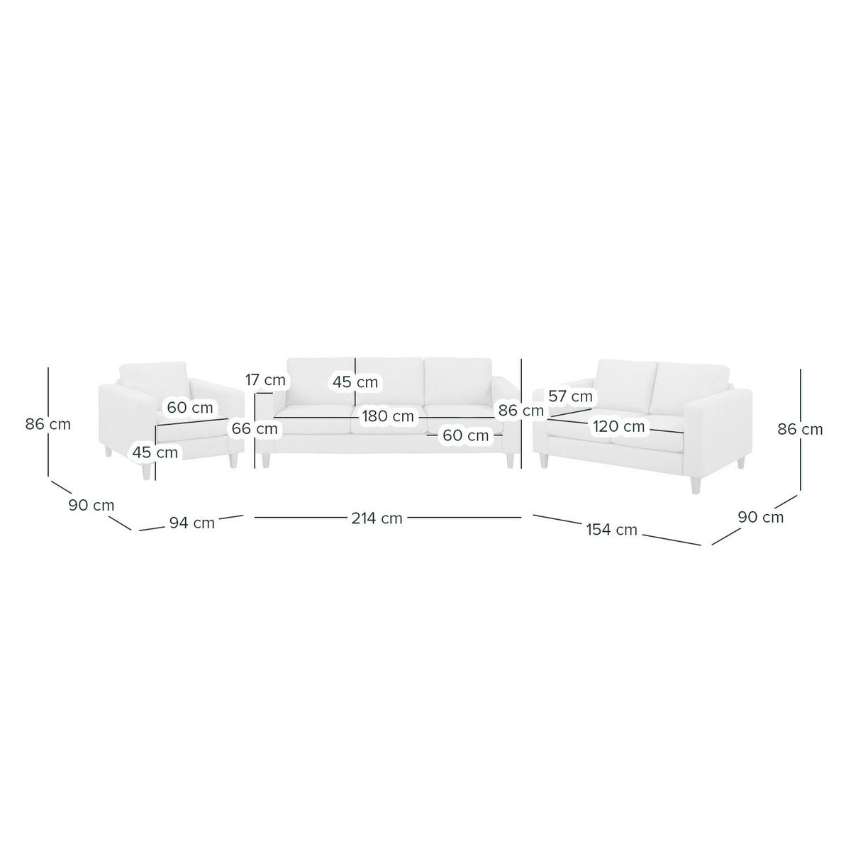 POLSTERGARNITUR - 3-2-1 - Braun, Textil (214/86/90cm) - home24