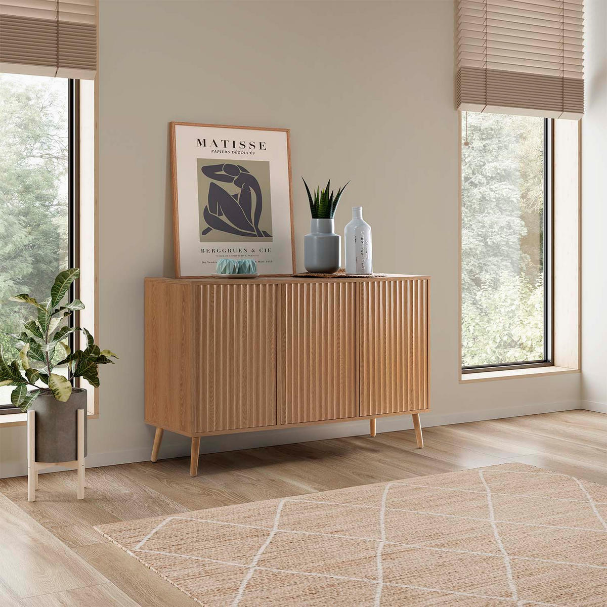 SIDEBOARD Lluvia 3 Eichentüren - Honigeiche, Holzwerkstoff (120/75/40cm)