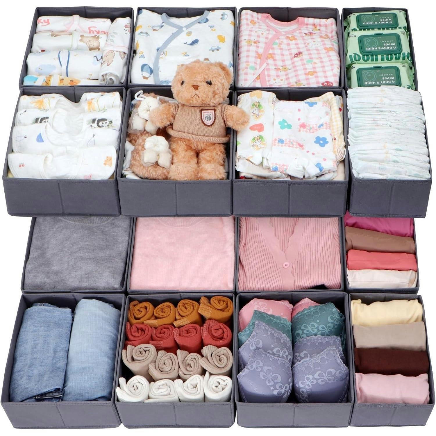 SCHUBLADEN Organizer 16er Set Grau für PAX Kleiderschrank 100x58 cm - Grau, Textil (24/11/26cm)