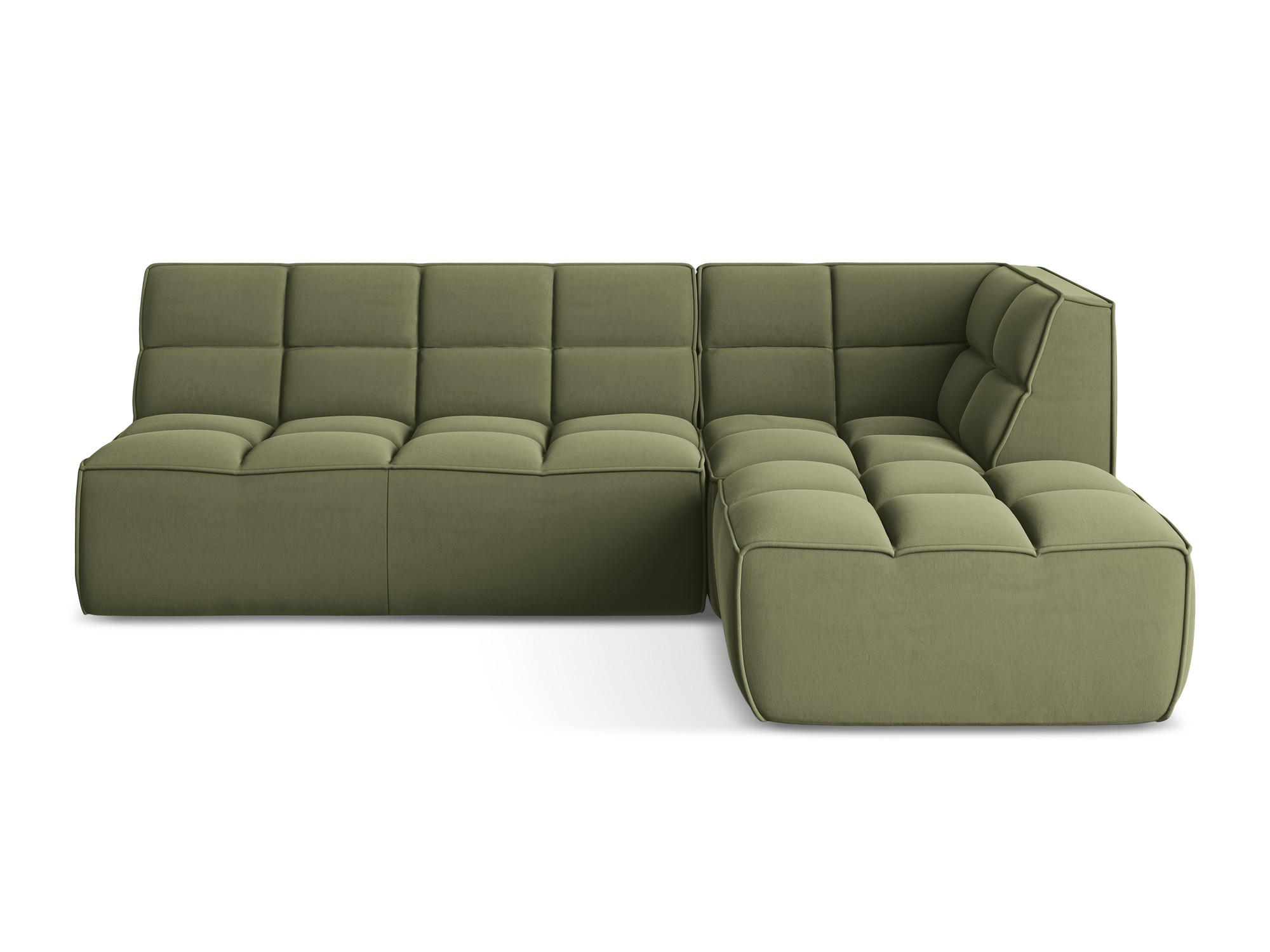 ECKSOFA Beidseitig Samt Stoff Grün - Schwarz/Olivgrün, Kunststoff/Textil (258/178cm) - Makamii