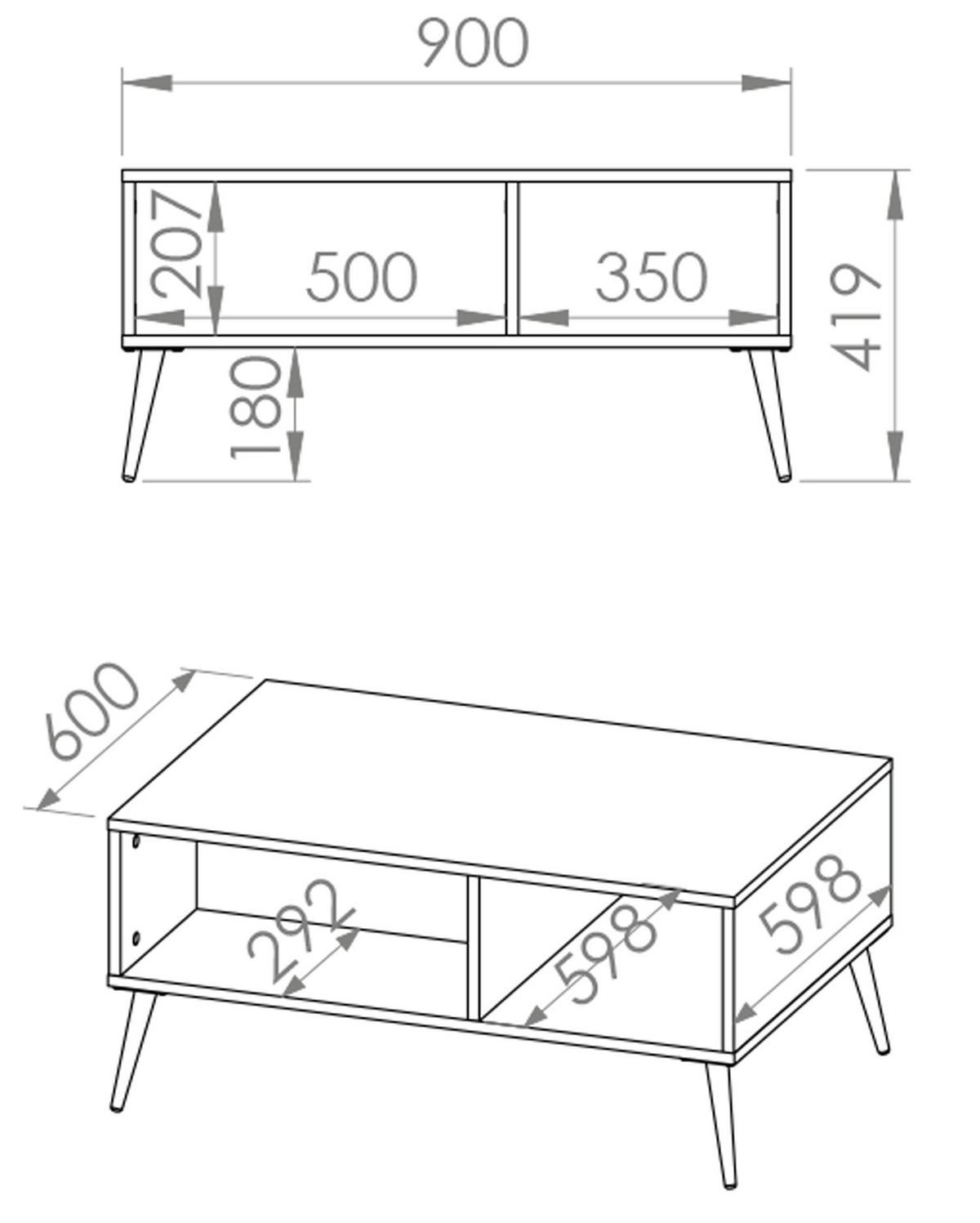 COUCHTISCH Marine dunkelblau / gold 90 / 60 / 42cm - Blau, Holz/Holzwerkstoff (42/90/60cm) - Feldmann-Wohnen