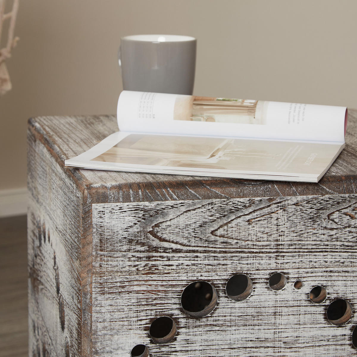 BEISTELLTISCH 2er Set Grau shabby - Grau, Holz (45/45/45cm) - Homestyle4u