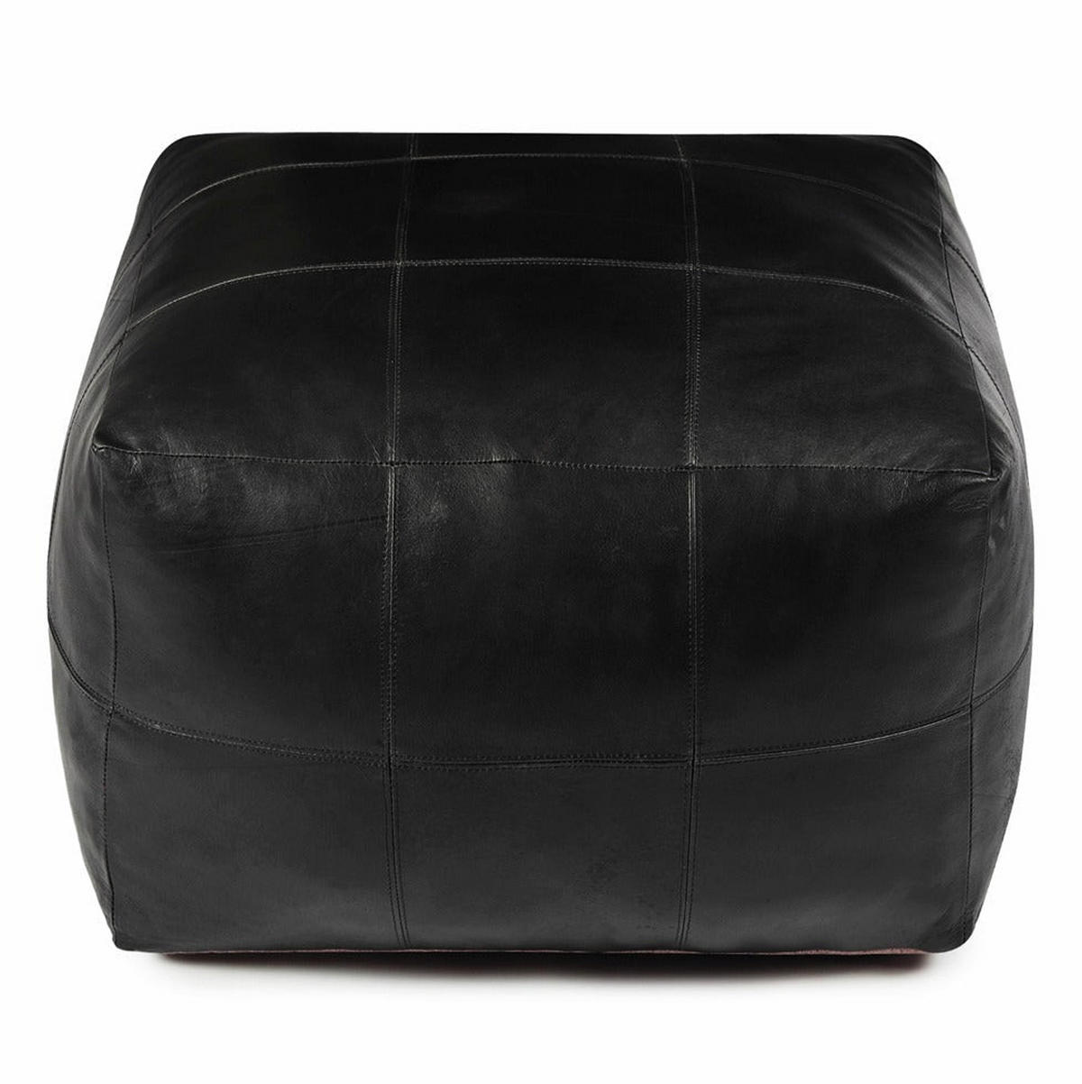 POUF 75/75/45 cm Echtleder Schwarz - Schwarz, Leder (75/45/75cm) - Furnhouse