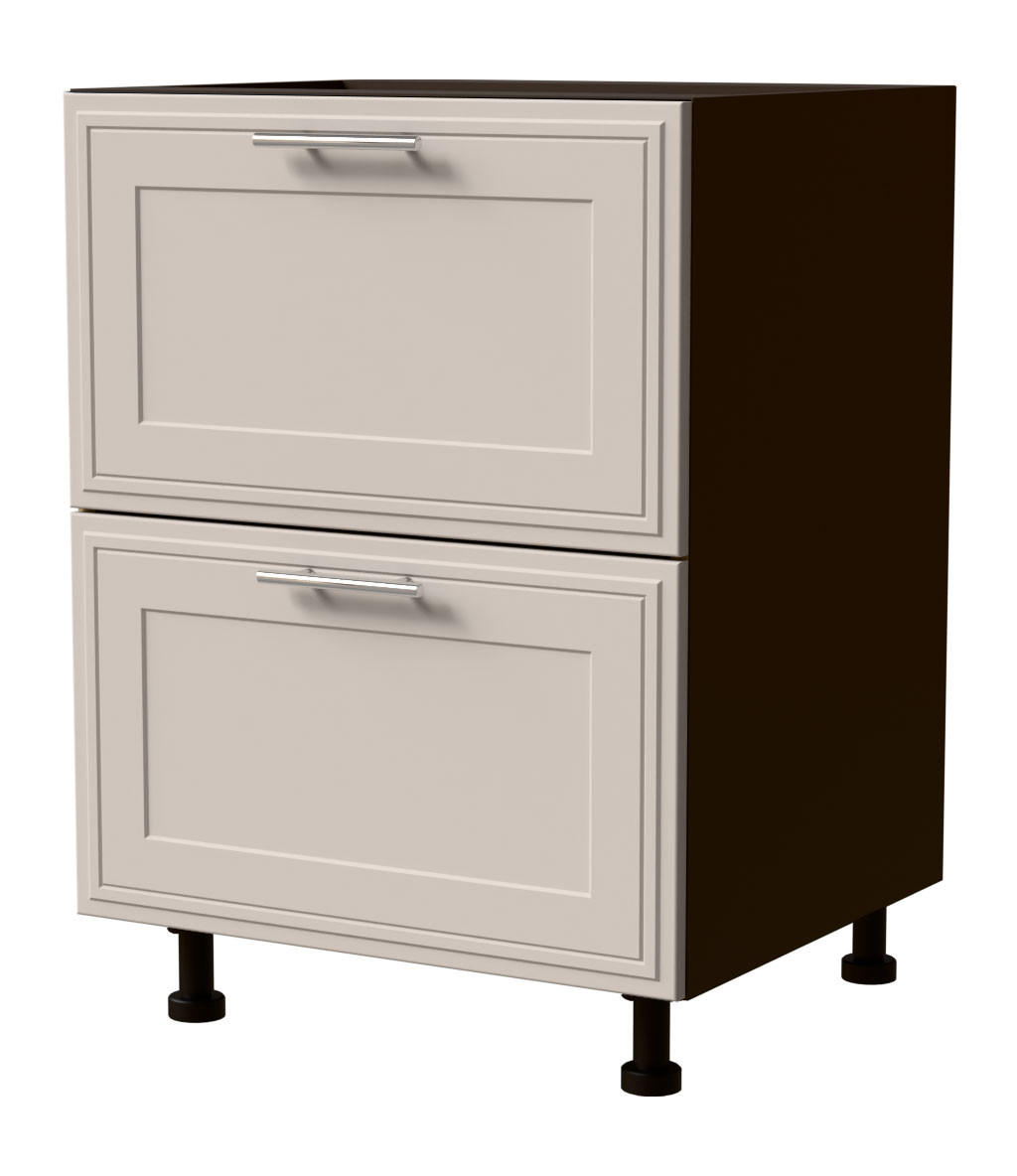 SCHUBLADENUNTERSCHRANK Salo D2/60 Lava / Kaschmir Matt 60 / 50 / 82cm - REJS Vollauszug - Kaschmir/Dunkelgrau, Holz/Holzwerkstoff (60/82/50cm) - Feldmann-Wohnen