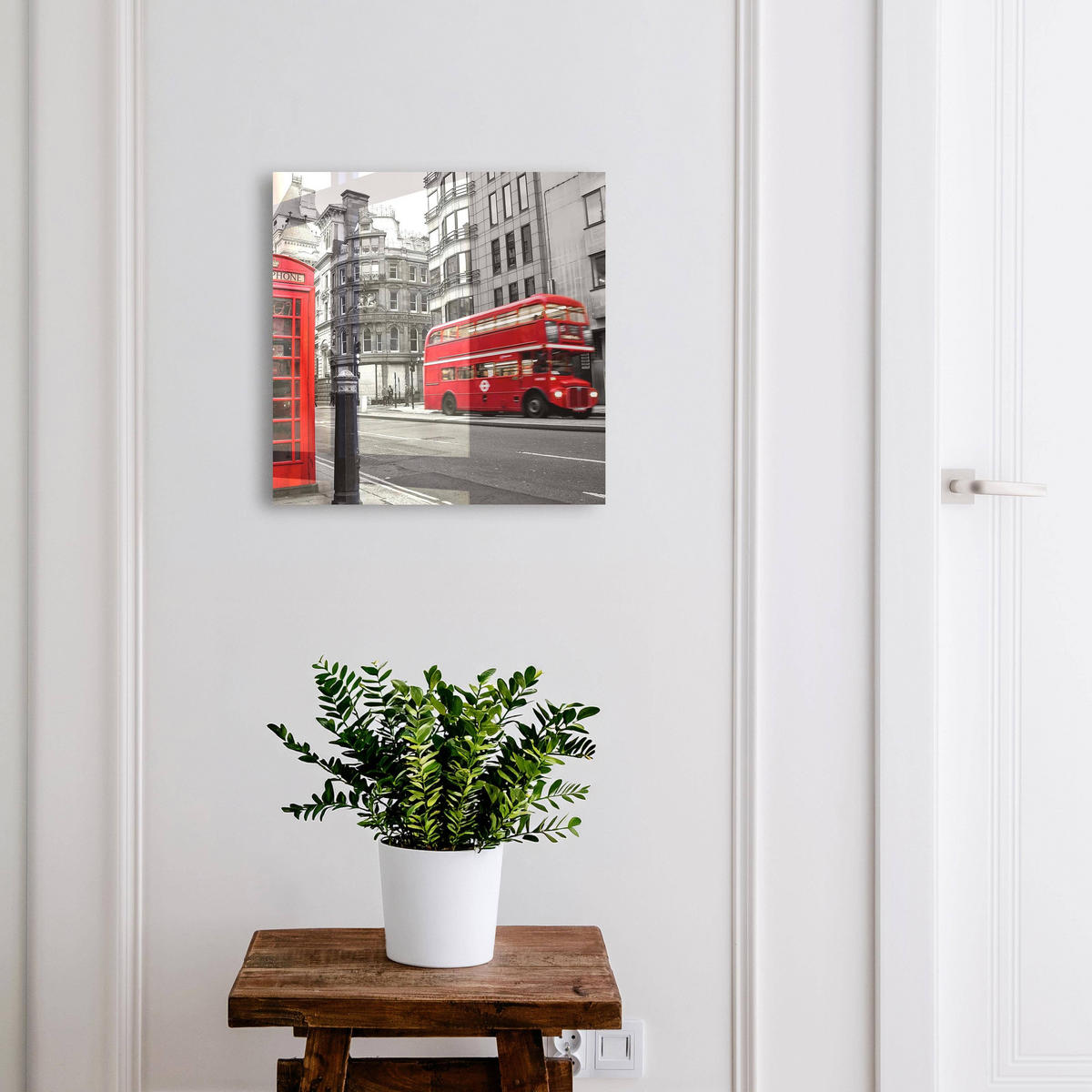 SCHLÜSSELBOX Schwarz 30x30 cm- Türöffnung nach rechts - Londoner Kontrast - Rot, Metall (30/30/5cm) - TULUP