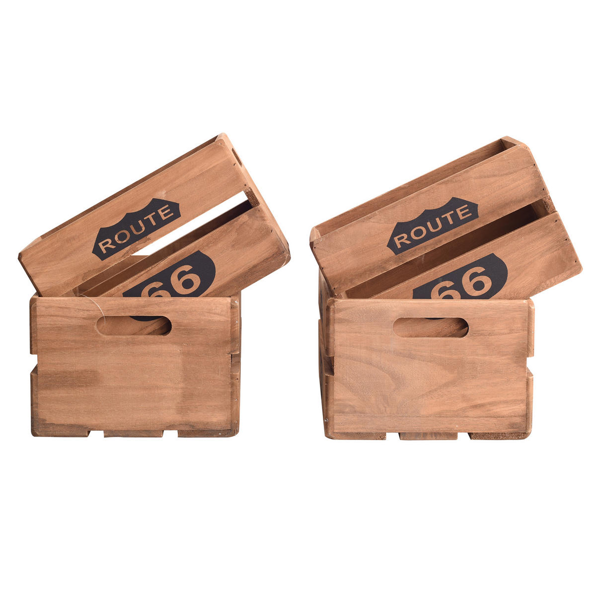 HOLZKISTEN SET, 4tlg. Braun 22/35/15 cm - Braun, Holz (22/15/35cm) - Mobili Rebecca