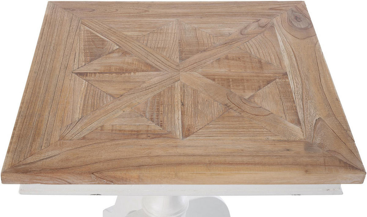 BEISTELLTISCH eckig 70/70/75 cm Holz Natura/Weiß - Eukalyptusholzfarben/Weiß, Holz (70/70/75cm) - CLP