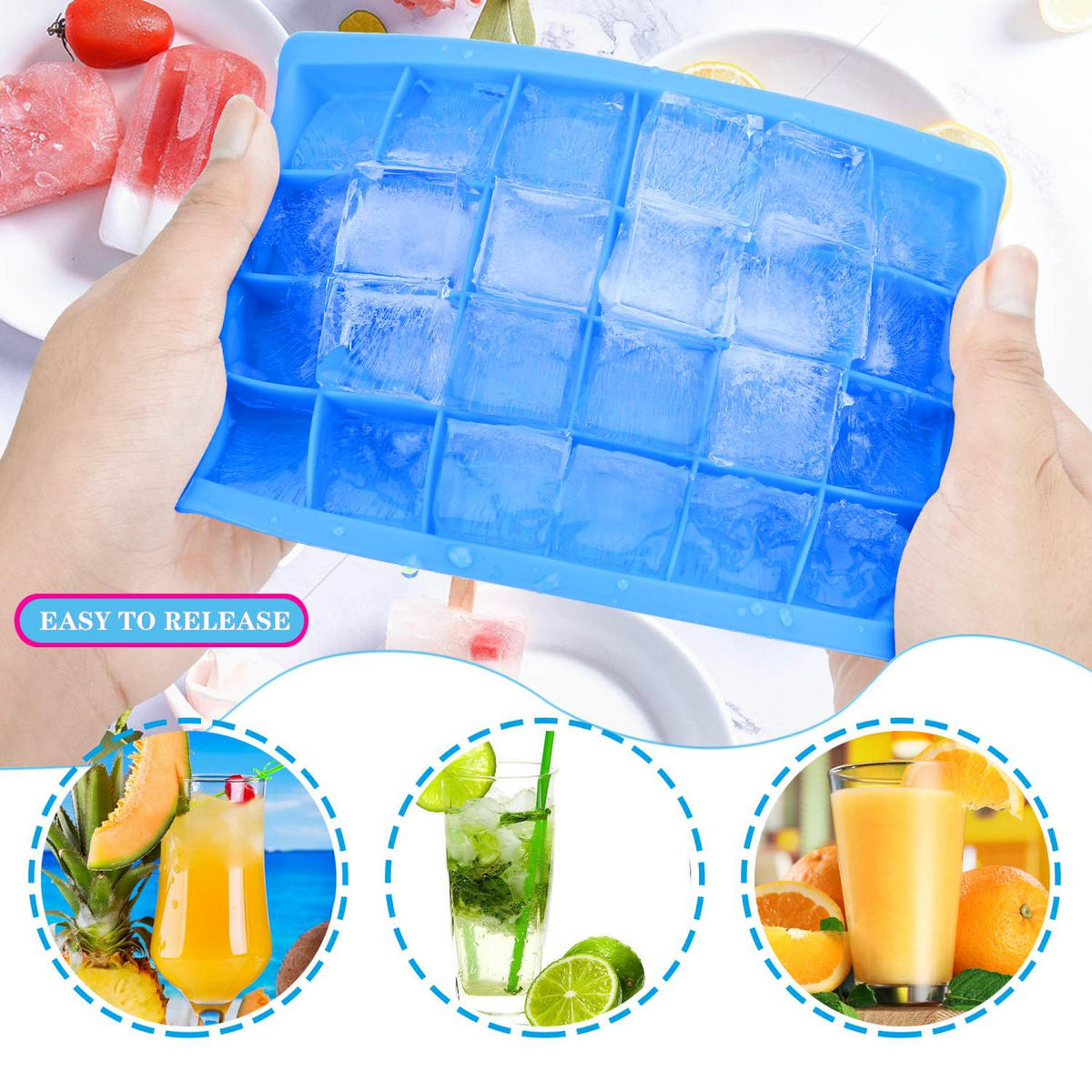 EISWÜRFELFORM 2er Set - Blau, Kunststoff (13/2.5/18cm) - Intirilife
