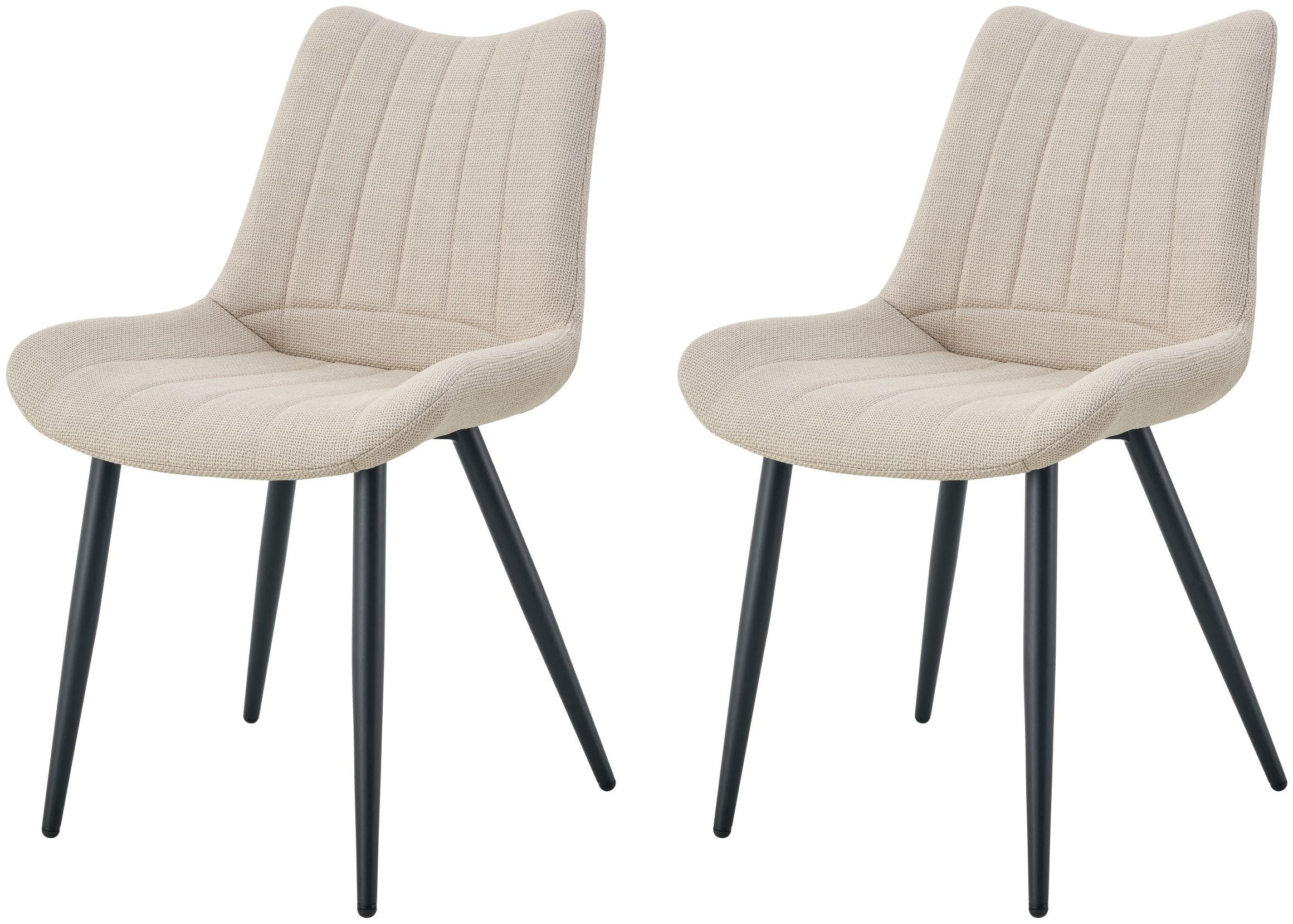 STUHL Lotta creme 2er Set - Creme/Schwarz, Textil/Metall (53/86/59cm) - Xonox