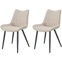 STUHL Lotta creme 2er Set - Creme/Schwarz, Textil/Metall (53/86/59cm) - Xonox