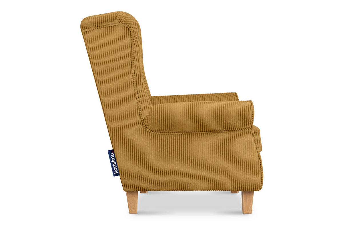 OHRENSESSEL MILES Kord-Bezug Petfriendly, gelb - Gelb, Holzwerkstoff/Buchenholz (82/105/97cm) - KONSIMO®