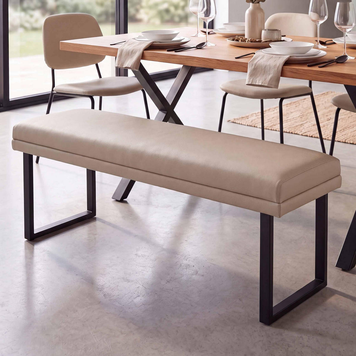 SITZBANK Beige - Beige, Kunststoff (120/50/43cm) - MCW
