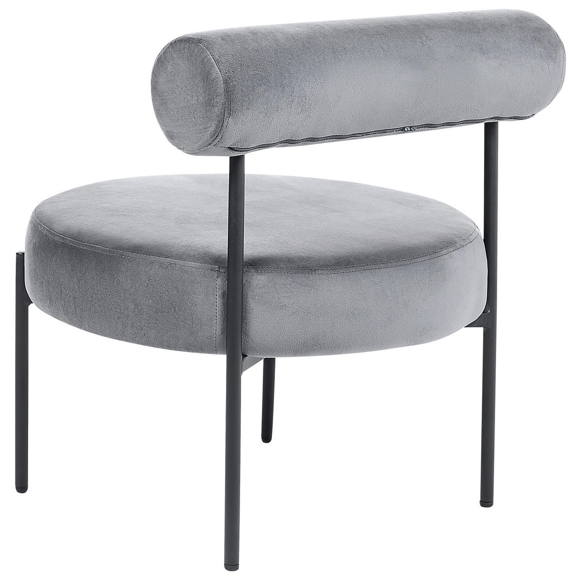 SESSEL Samtstoff Grau/Schwarz Alpha - Grau, Textil/Metall (60/66/60cm) - Beliani