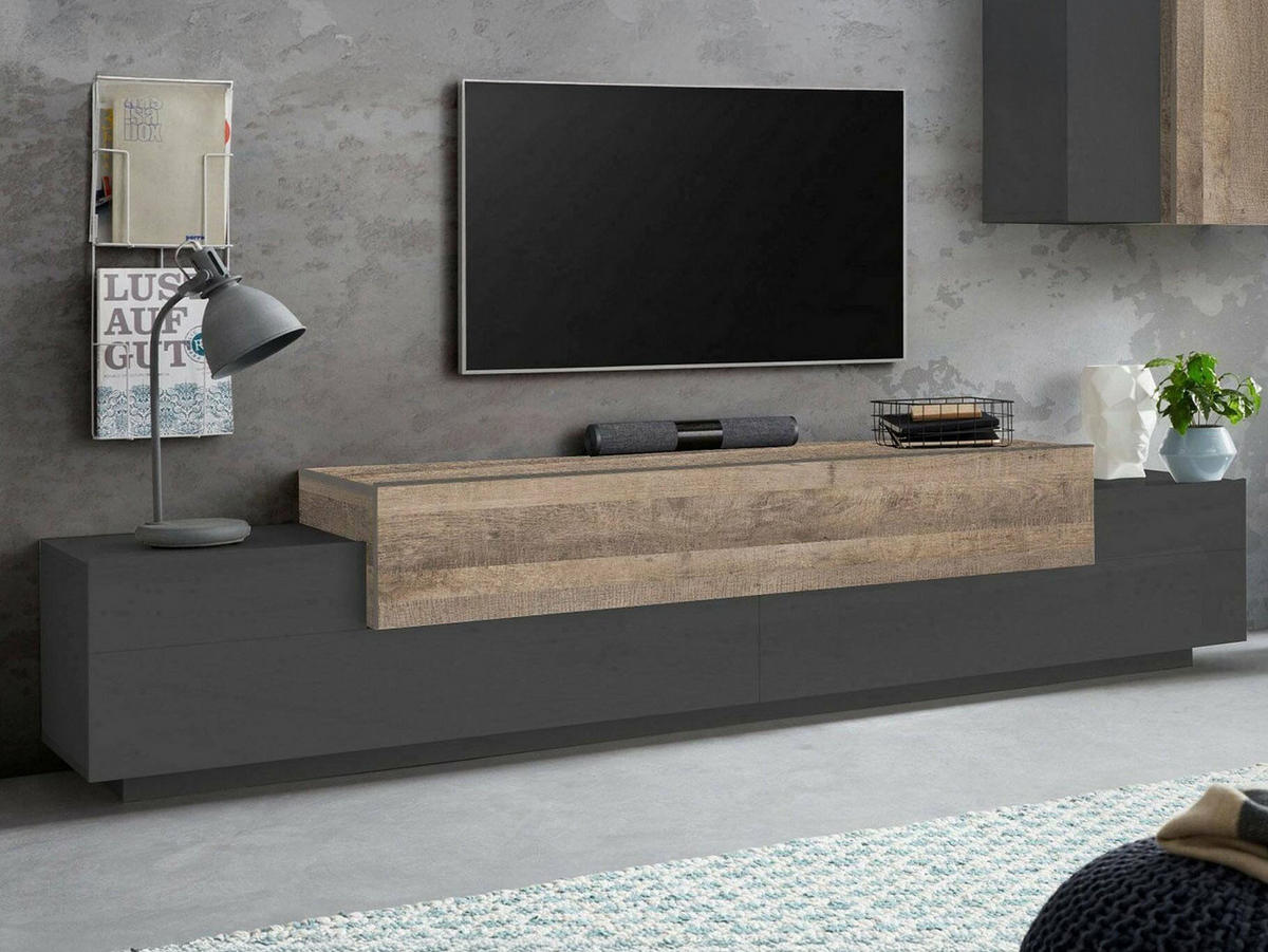 FERNSEHSCHRANK Anthrazit, Ahorn 45/240/52 cm - Schwarz, Holzwerkstoff (240/52/45cm) - DMORA