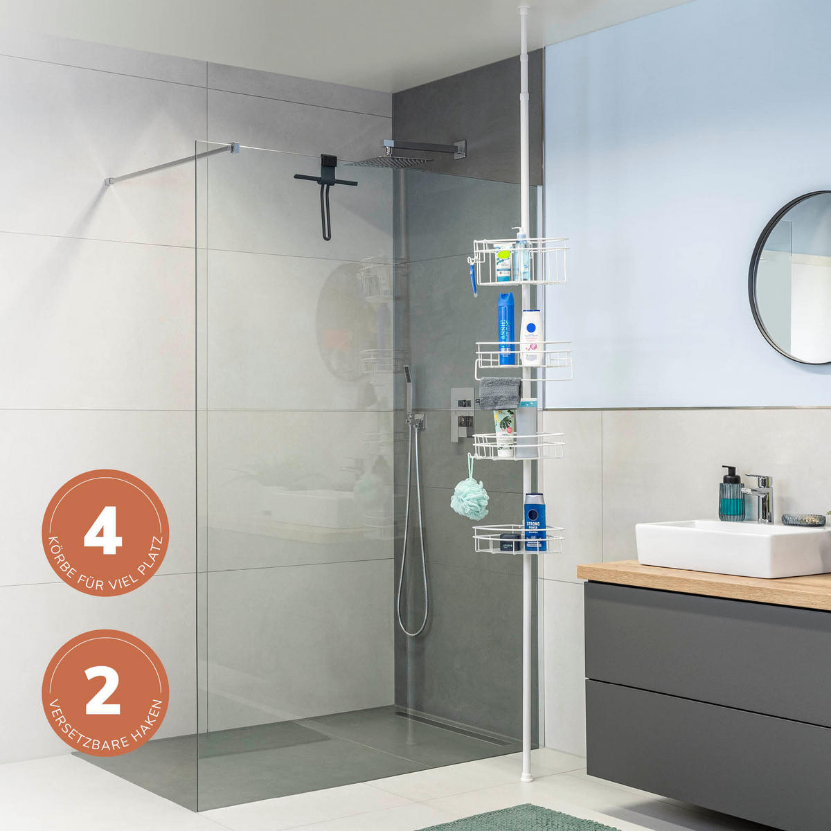 TELESKOP-ECKREGAL, weiß - Weiß, Metall (22.5/290/22.5cm) - bremermann