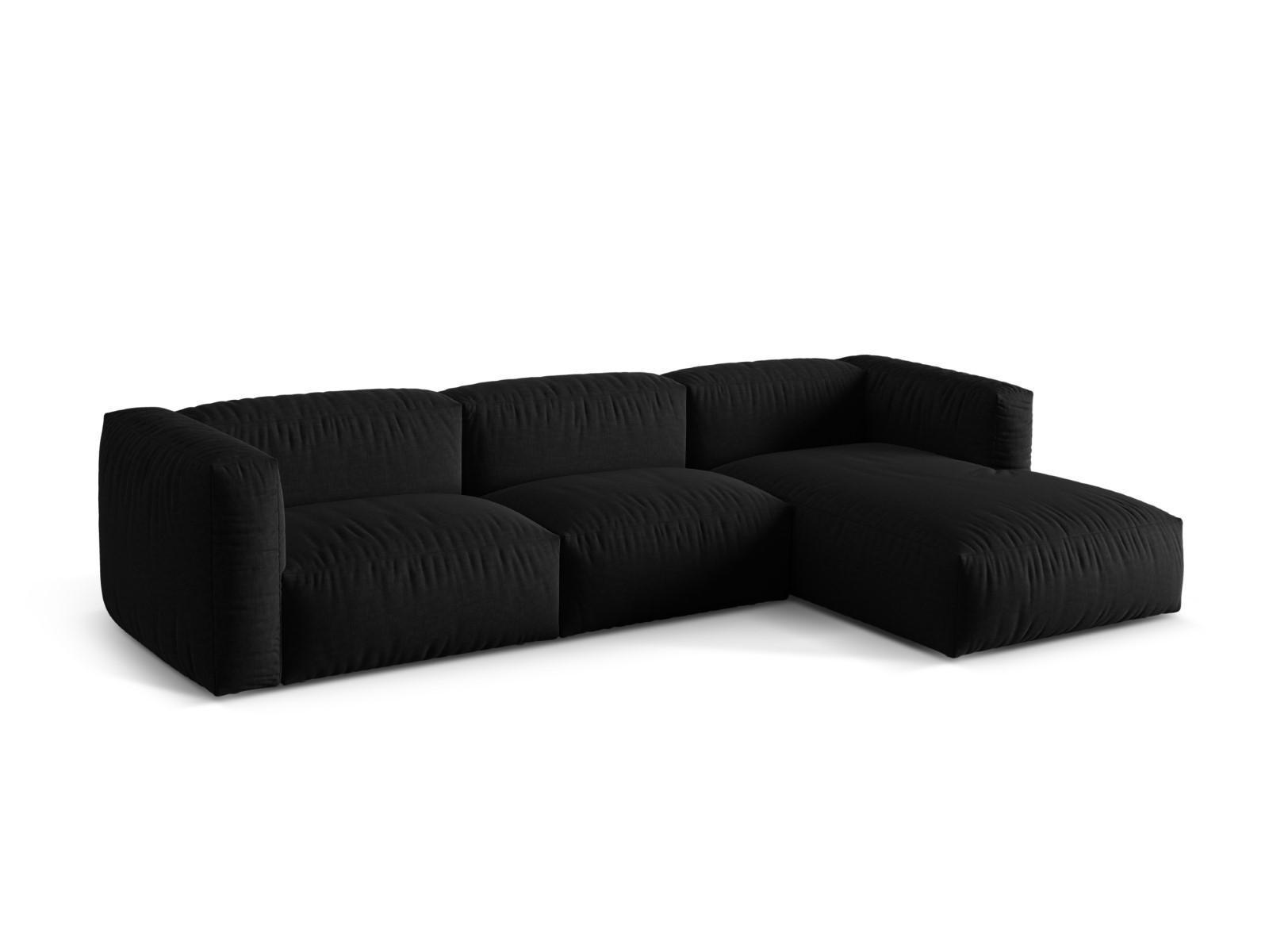 ECKSOFA modular rechts Martina aus strukturiertem Stoff schwarz 3 Sitzplätze - Schwarz, Textil (176/332cm) - Micadoni