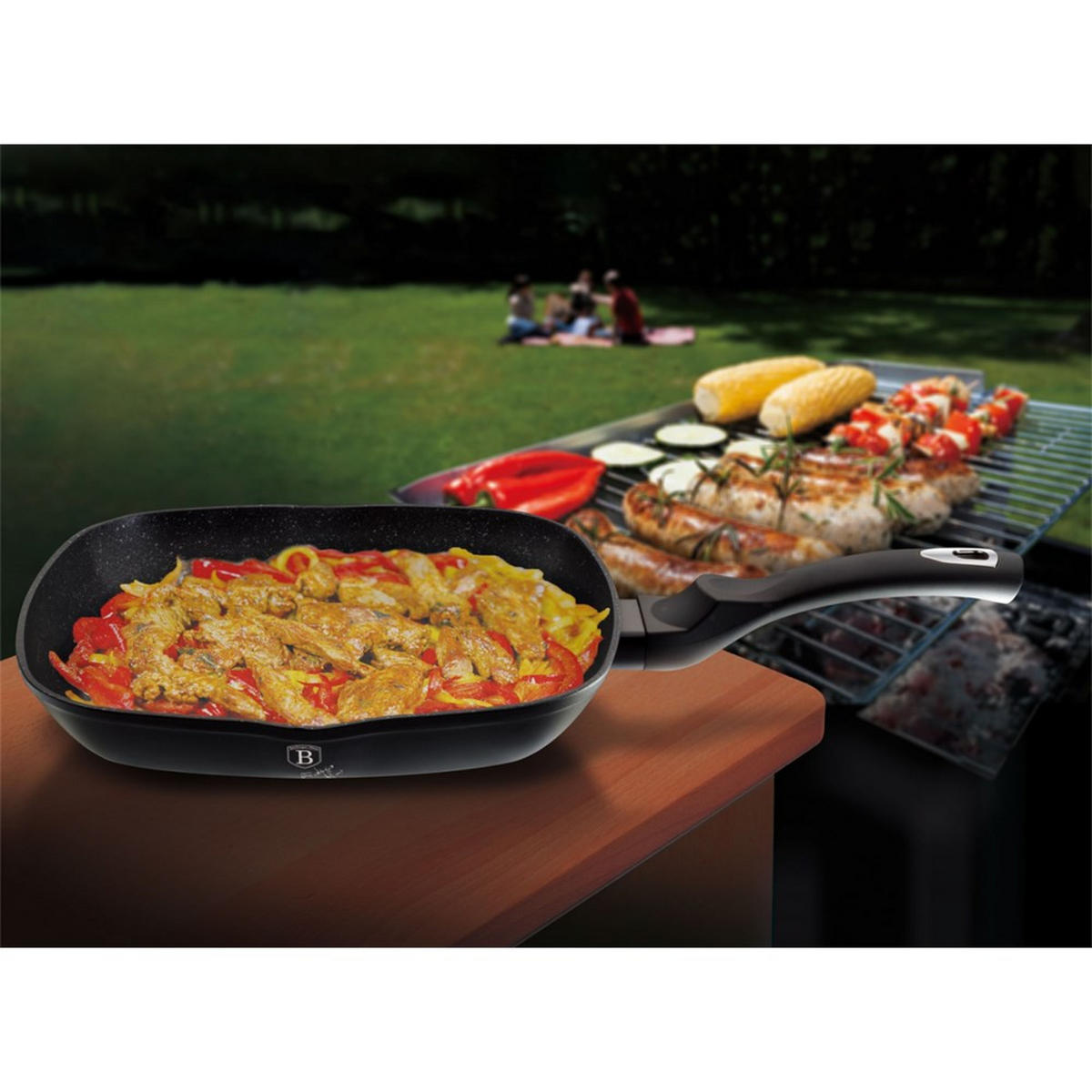 GRILLPFANNE Schwarz 28/28/4.1 cm BH1846 - Schwarz, Metall (28cm) - Berlinger Haus