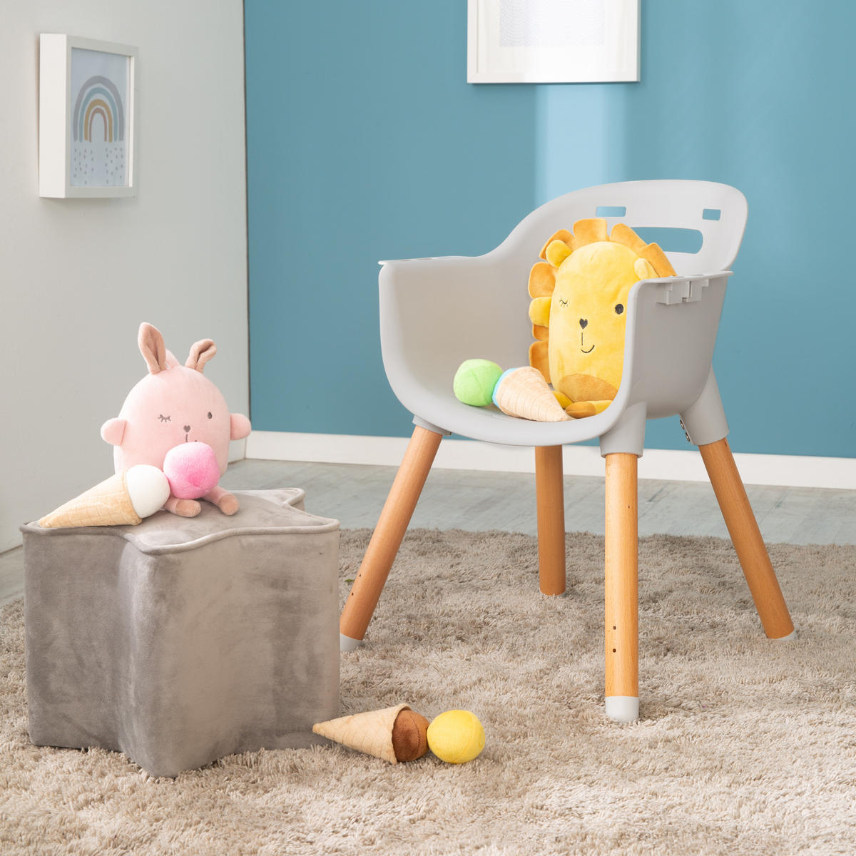 KINDERHOCHSTUHL Style Up Wood Grau - Grau, Holzwerkstoff/Textil (57/83.5/57cm) - Roba