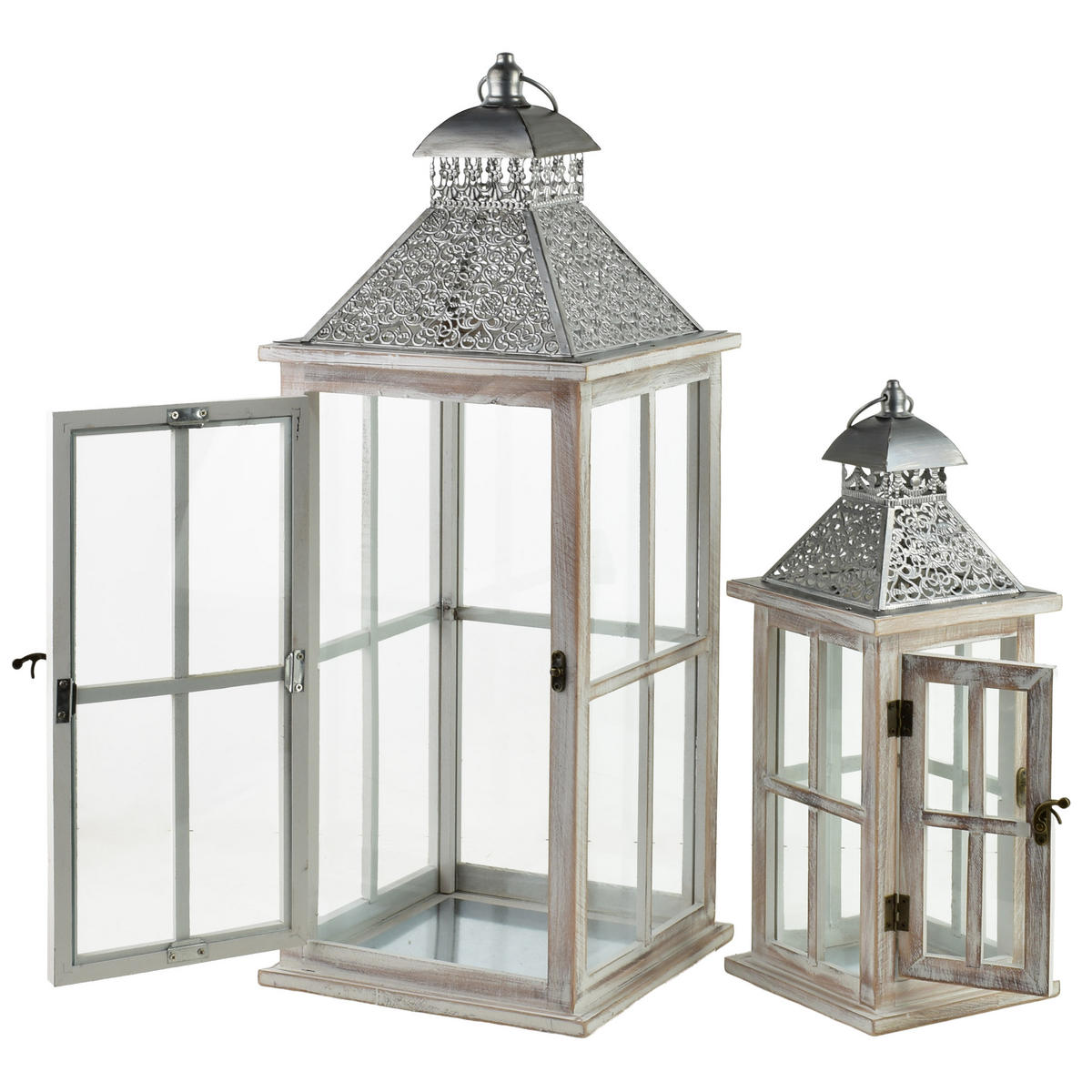 ATERNE Levi 2er Set Beige 25/25/67 cm Holz - Beige, Holz (27/67/27cm) - Mondex