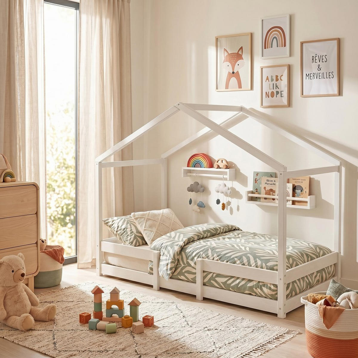 HAUSBETT INDIANA mit Lattenrost / Kinderbett 90x190 - Weiß - Weiß, Holz (90/190cm) - Weber Industries