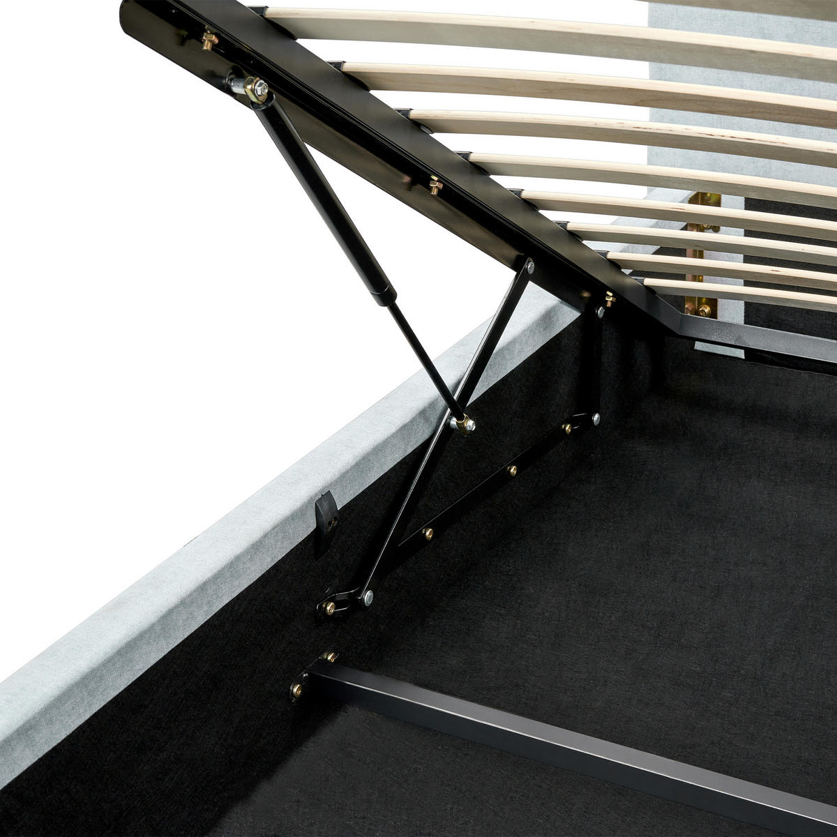 BETT mit Stauraum 140/200 cm Hellblau Blagnac - Blau/Braun, Textil (140/200cm) - Beliani