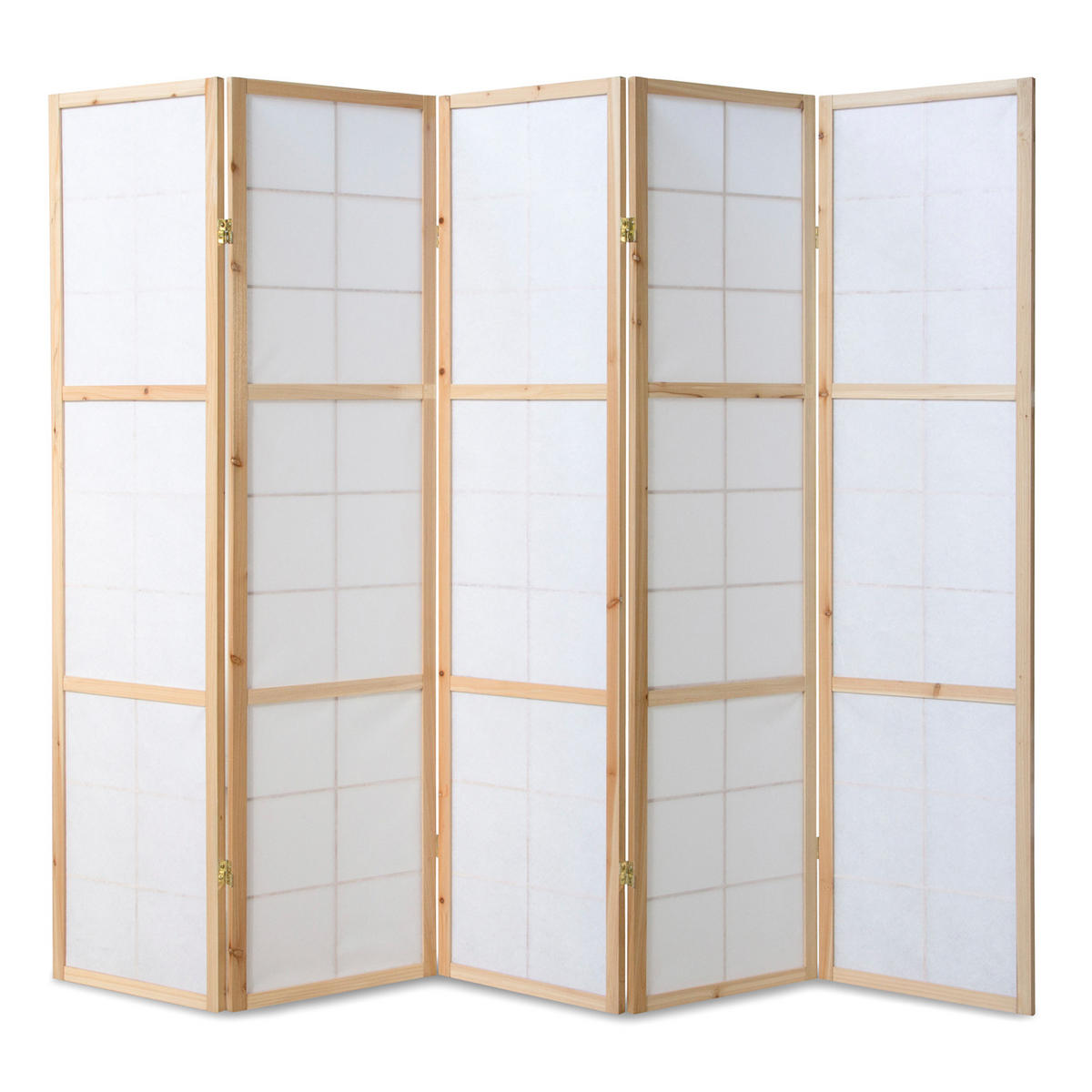 PARAVENT 5-tlg. 220/175 cm Braun Shoji - Braun, Holz (220/175/2cm) - Homestyle4u