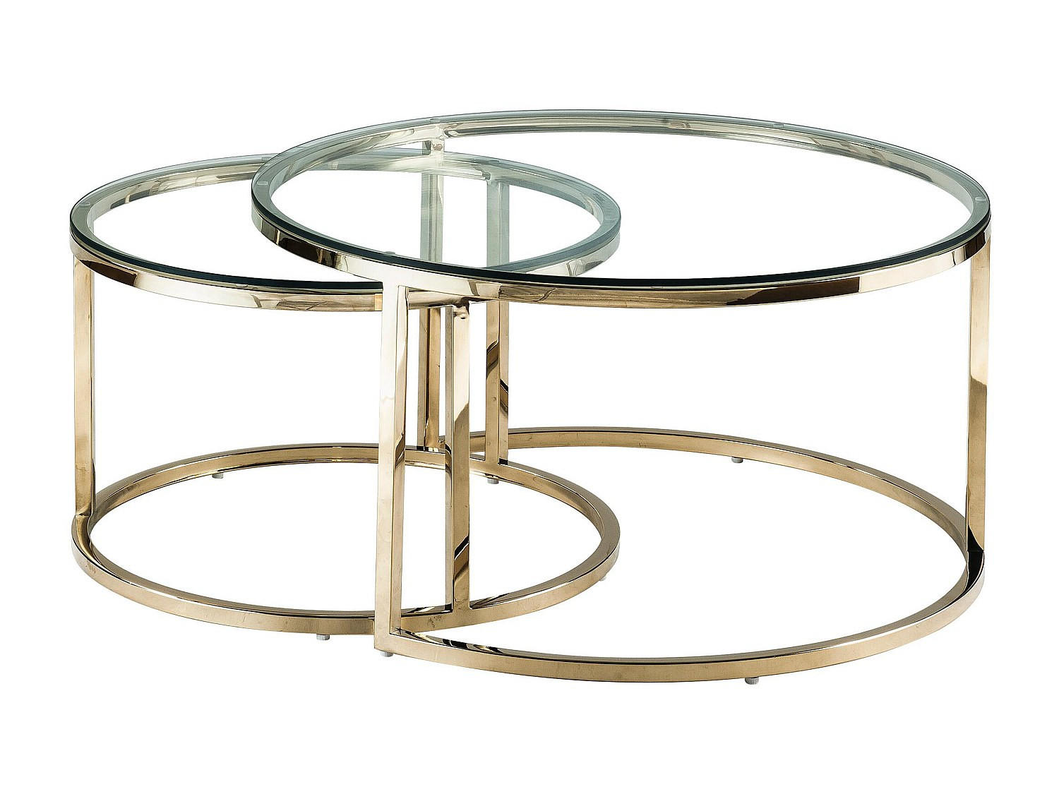 COUCHTISCH Set - 60 cm, 80 cmcm x 60 cm, 80 cmcm - Metall, Glas - Transparent, Goldfarben - MAEVANE - Transparent/Goldfarben, Glas/Metall (60/60/42cm) - Vente-Unique