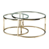 COUCHTISCH - 60 cm, 80 cm x 60 cm, 80 cm - Metall, Glas - Transparent, Goldfarben - MAEVANE - Transparent/Goldfarben, Glas/Metall (60/60/42cm) - Vente-Unique