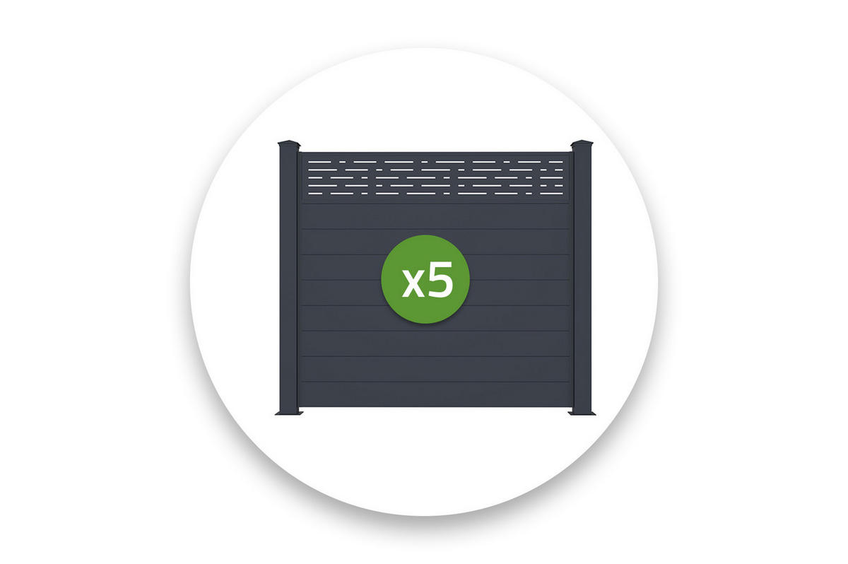 SICHTSCHUTZZAUN 5er-Set Arlberg grau 1,9m H.170cm aluminium - Grau, Metall (945/166cm) - Casanoov