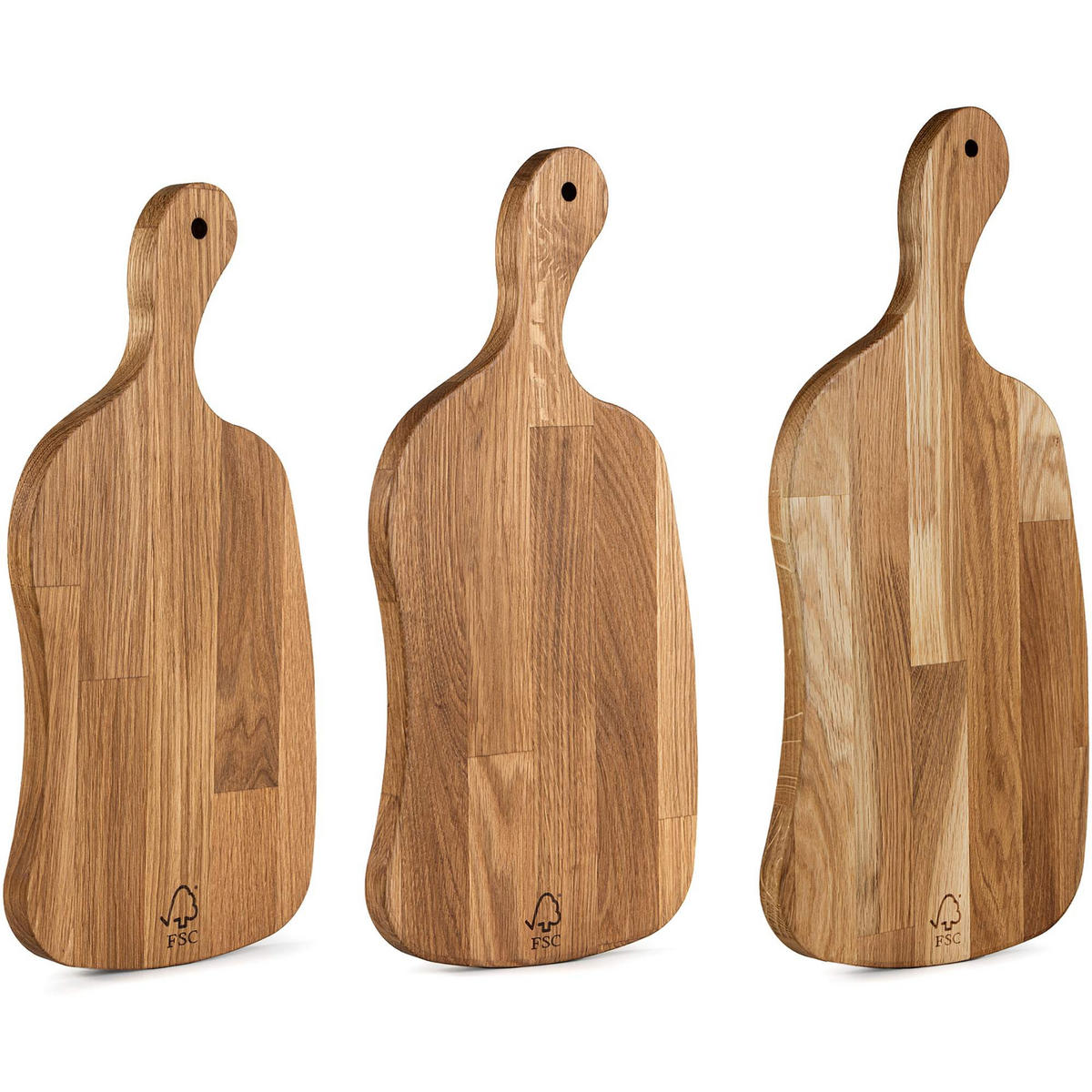 SCHNEIDEBRETT Holz Eiche geölt LIVO 3-tlg - Eichefarben, Holz (23/49cm) - KONSIMO®