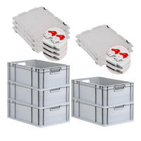 EUROBOX 5x Nextgen Economy Mit Scharnierdeckel Grau/Rot Griffe Offen 44 Liter - Rot, Kunststoff (40/22/60cm) - PROREGAL