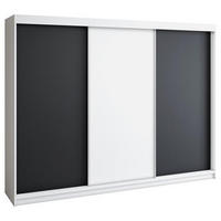 SCHWEBETÜRENSCHRANK 200 CM MERO Farbe: Weiß / schwarz / weiß / schwarz - Schwarz/Weiß, Holzwerkstoff (200/215/59.5cm) - A&J MöbelLand