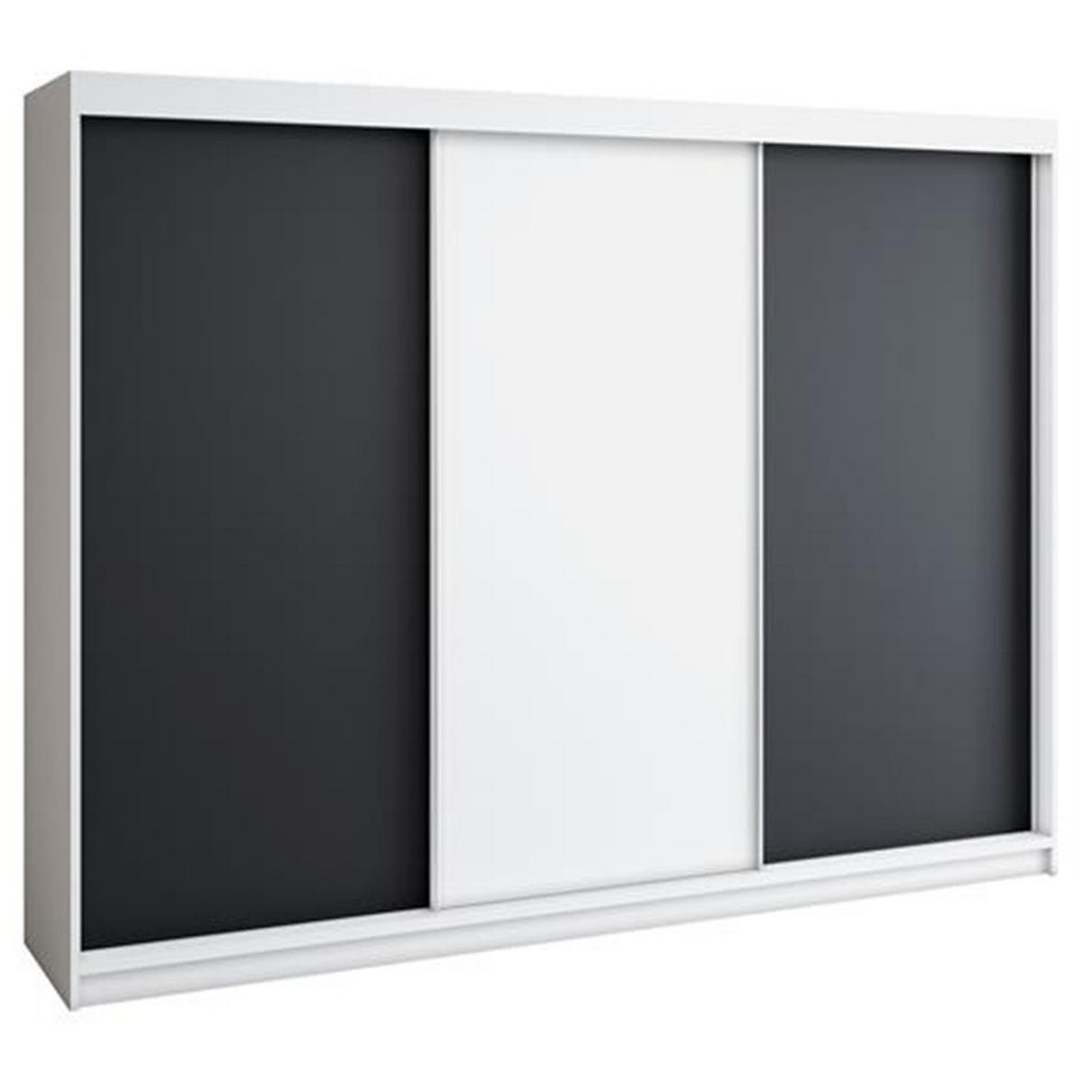 SCHWEBETÜRENSCHRANK 200 CM MERO Farbe: Weiß / schwarz / weiß / schwarz - Schwarz/Weiß, Holzwerkstoff (200/215/59.5cm) - A&J MöbelLand