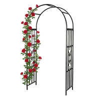 ROSENBOGEN Schwarz Metall pulverbeschichtet Herzdekor 206 cm - Schwarz, Metall (50/206/114cm) - Relaxdays