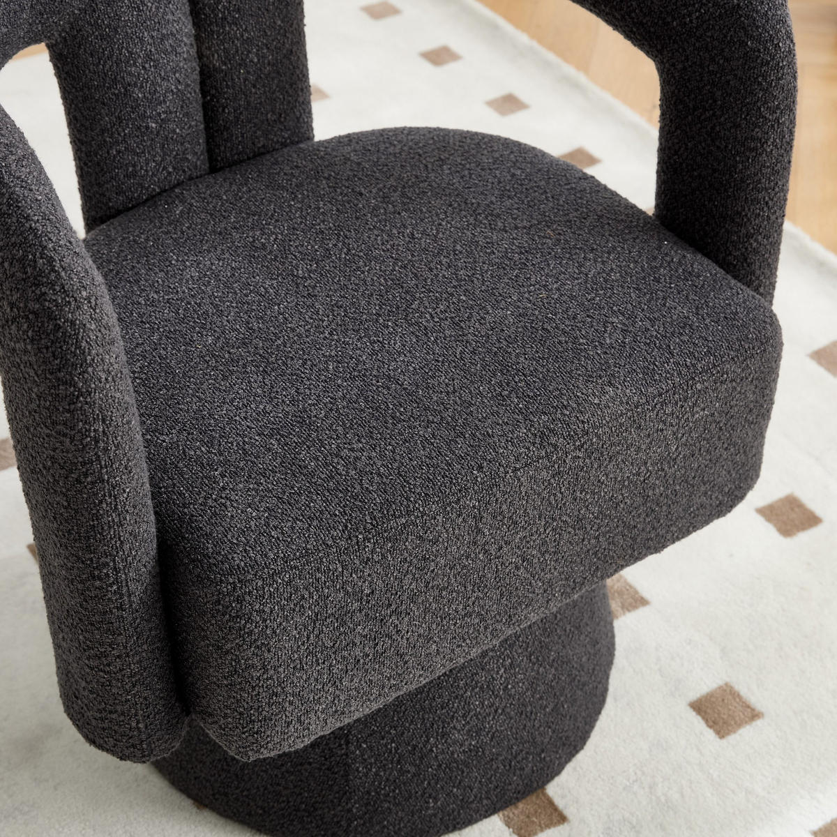 DREHSTUHL 360°Drehsessel Loungesessel mit Polsterung,Boucle,Dunkelgrau - Dunkelgrau, Textil (67/74/55cm) - LVHOM