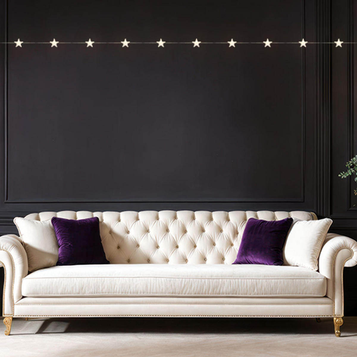 LED Lichterkette Sternen-Design Silber - Silberfarben, Metall (220/2.5/2.5cm) - Globo Lighting