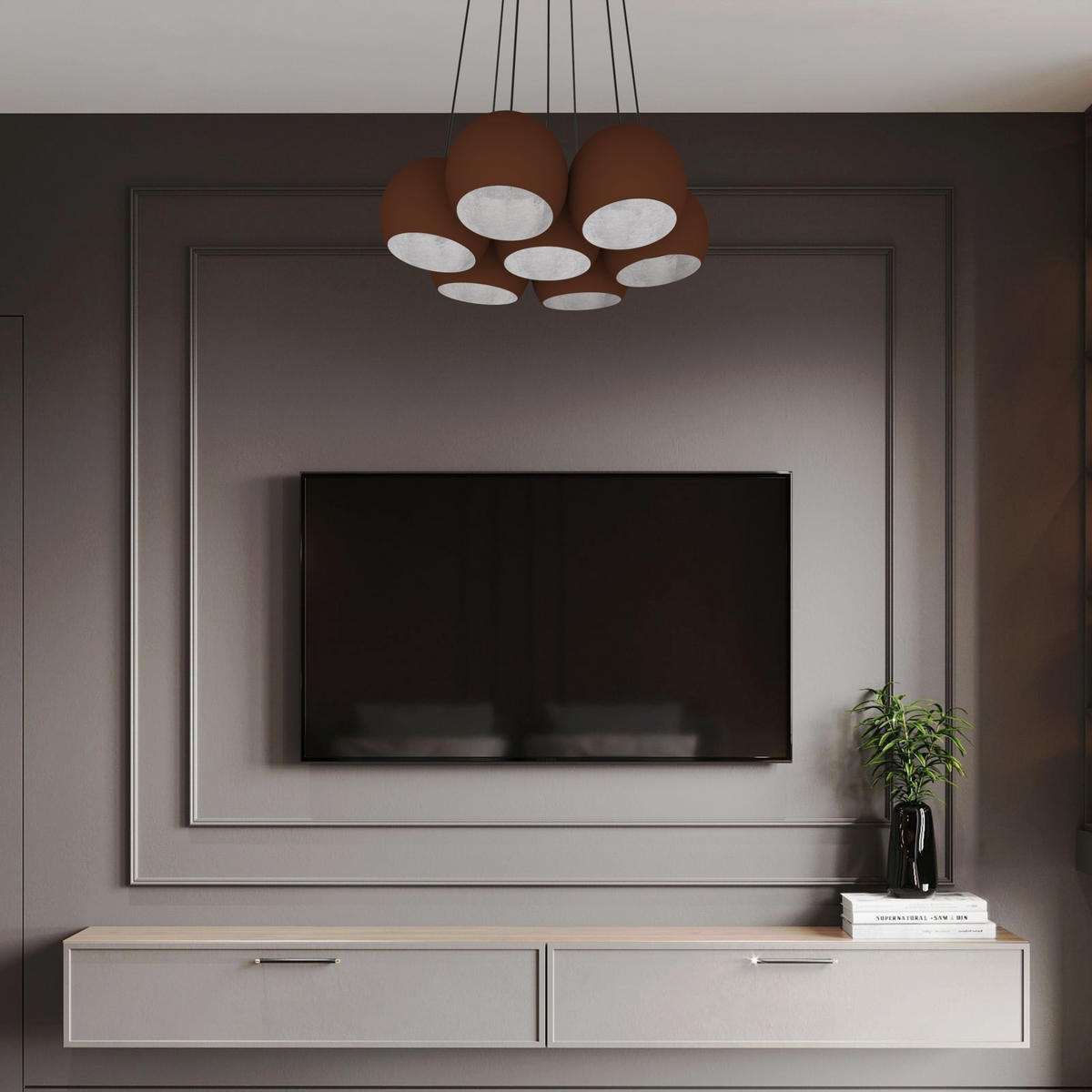 HÄNGELEUCHTE - Braun, Metall (25/25/20cm) - Lumicom