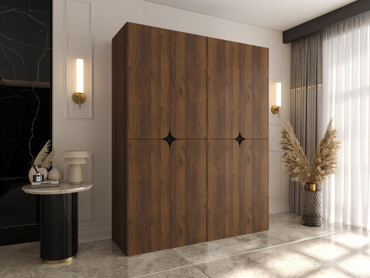 DREHTÜRENSCHRANK Espresso 180 cm - Nussbaumfarben/Schwarz, Holzwerkstoff/Kunststoff (180/203/50cm) - MIRJAN24