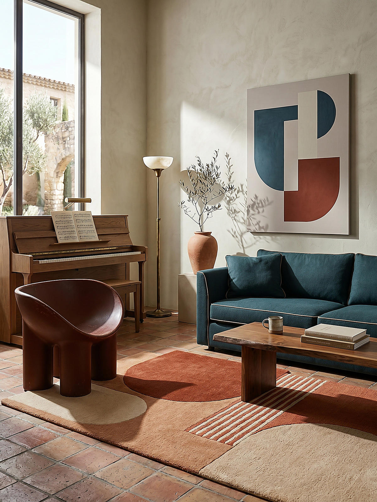 TEPPICH aus Wolle HALLEIN in Terrakotta, geometrisch-abstrakt, 150 x 240 cm - Orange, Textil (150/240cm) - KADIMA DESIGN