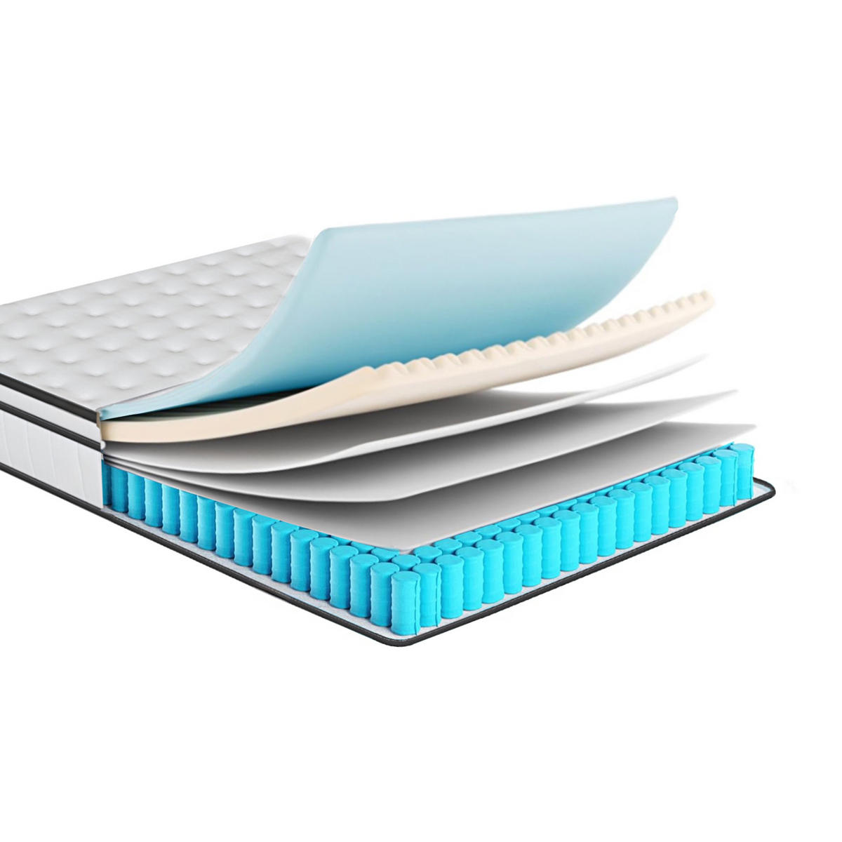 TASCHENFEDERKERNMATRATZE 90x200x25cm Modell "AeroSleep" 7-Zonen Hybrid-System mit 3D-Belüftung – Weiß/Grau - Weiß, Textil (90/200cm) - DELFA