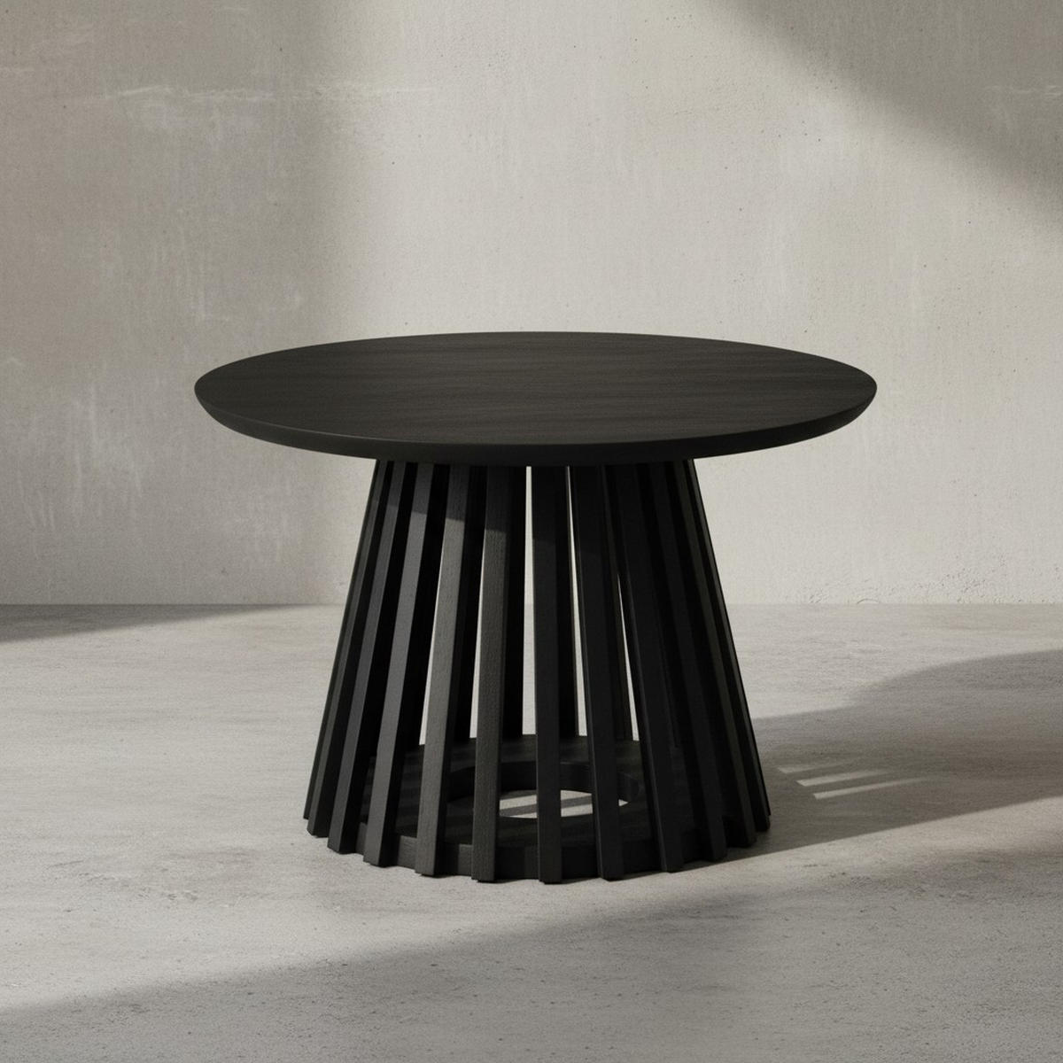 COUCHTISCH Schwarz Massivholz Mango Rund 60x60x41 cm mit Gittergestell Modern - Schwarz, Holz (60/60/41cm) - KADIMA DESIGN