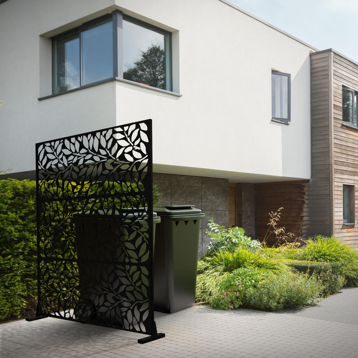 METALL-SICHTSCHUTZ Firenze 120x180 cm Schwarz aus Stahl - Schwarz, Metall (120/183cm) - ML-DESIGN