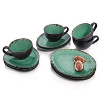 KAFFEESERVICE PALM BEACH - 12 teilig aus Steingut - Grün, Keramik (26/34/24.75cm) - Sänger